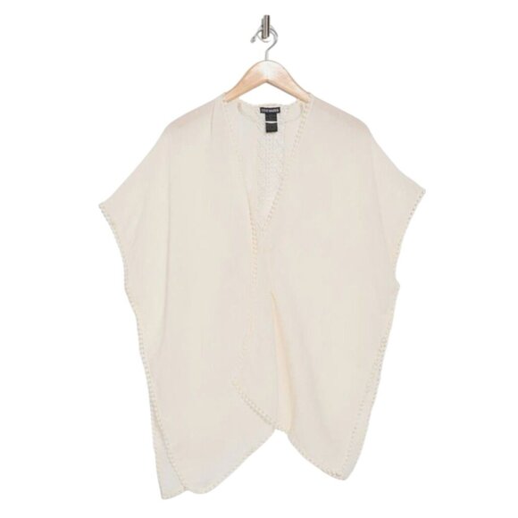 NEW Steve Madden Lace Inset Ruana in Ivory, OS, Crotchet Kimono Cardigan - Picture 3 of 8